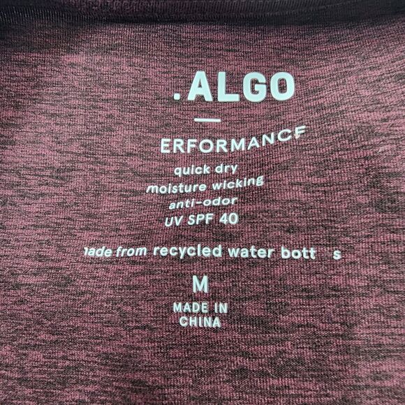 NWT 01.Algo Men's Henley Brandon Performance Burgundy Shirt Long Sleeve Size M - Picture 3 of 9